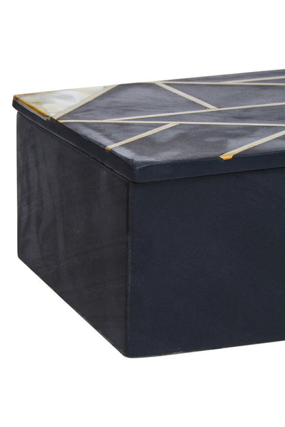 Oriana Large Black Slate Trinket Box with Mother of Pearl Inlay, 18 cm