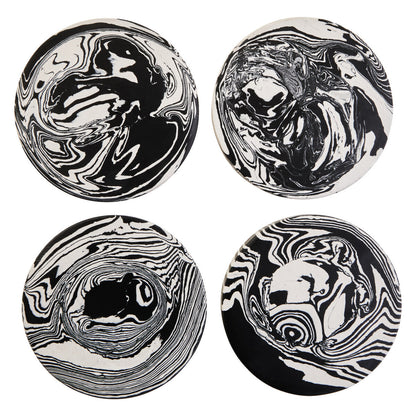 Set of Four Black and White Marble Coasters | Helsa