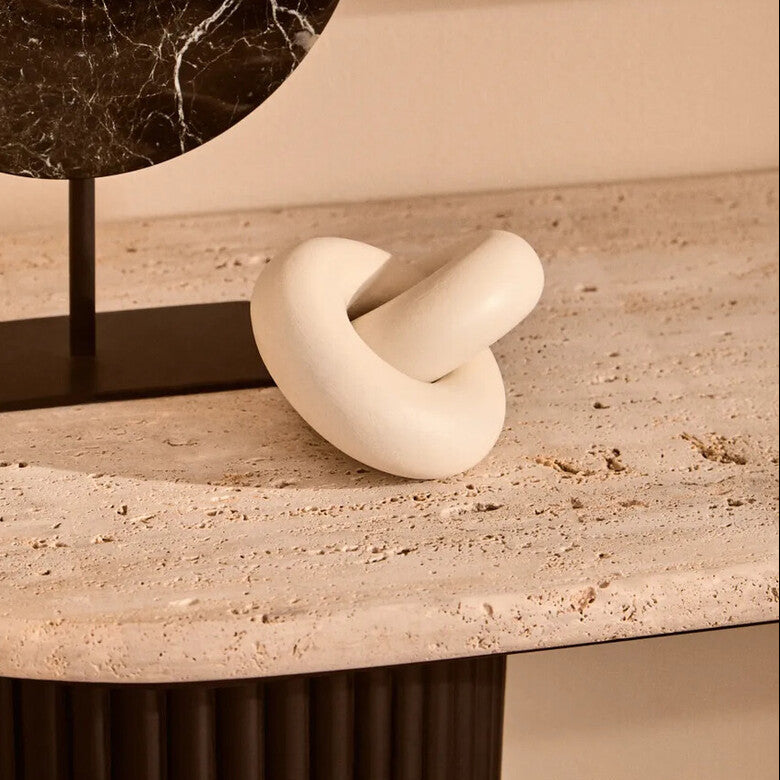 Cato Small White Wood Knot Ornament