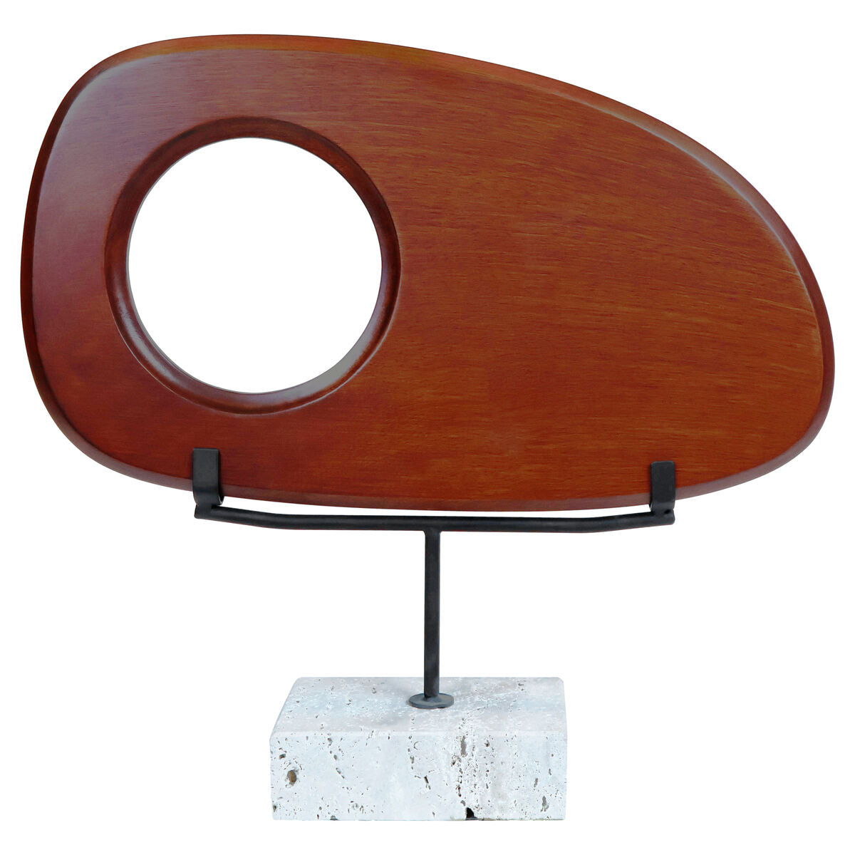Westo Natural Wood Horizontal Sculpture with Travertine Base