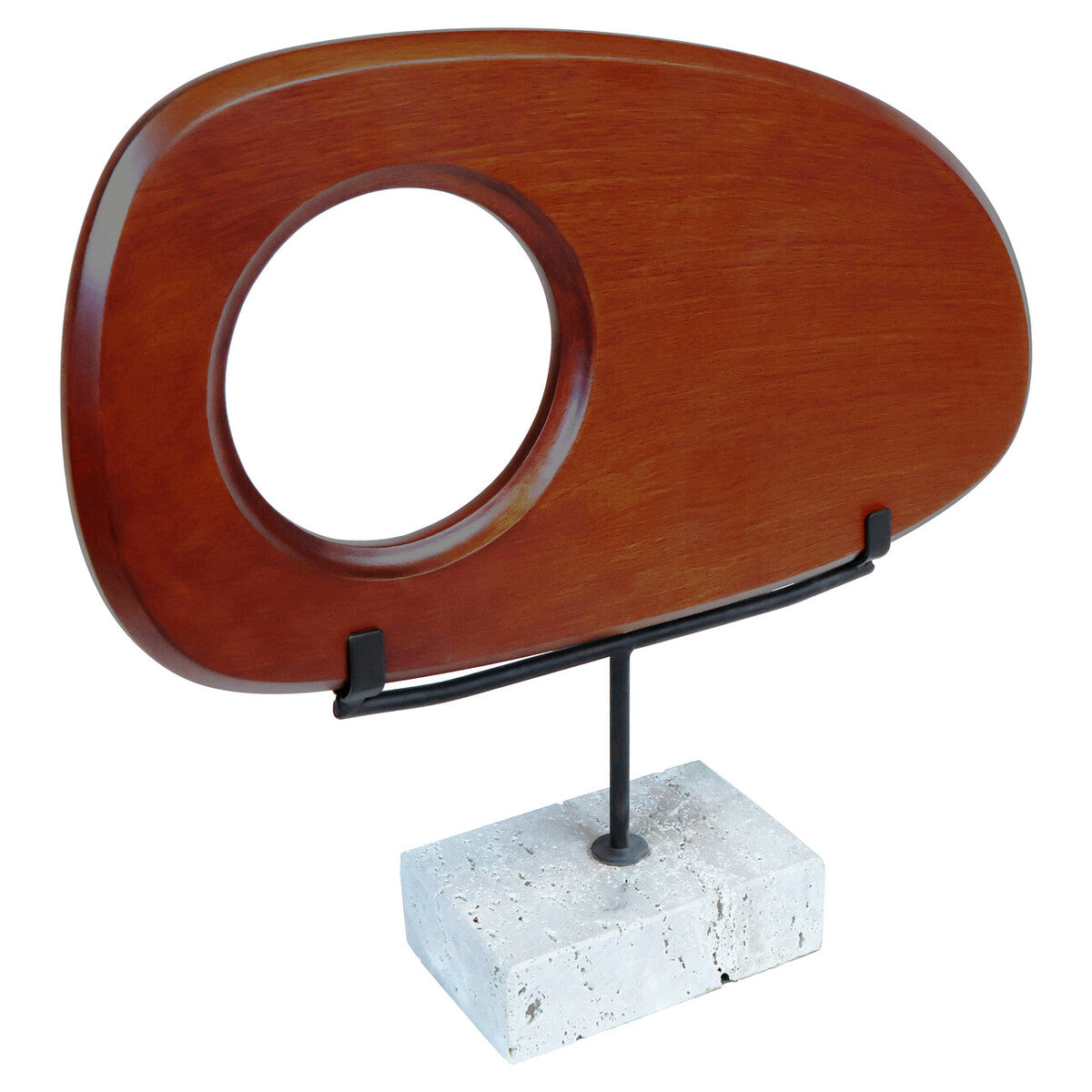 Westo Natural Wood Horizontal Sculpture with Travertine Base