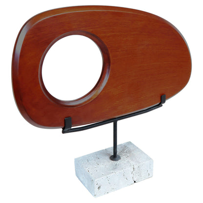 Westo Natural Wood Horizontal Sculpture with Travertine Base