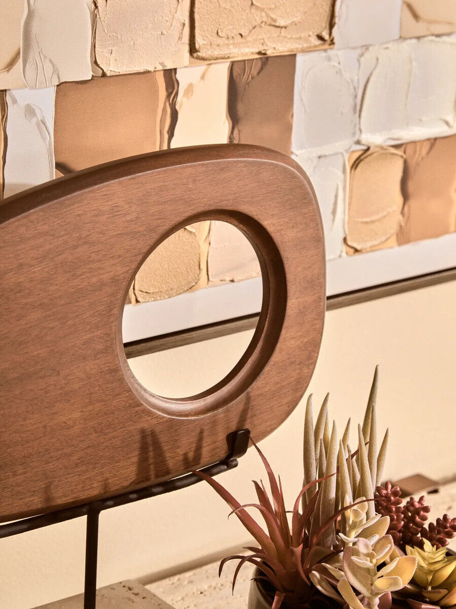 Westo Natural Wood Horizontal Sculpture with Travertine Base