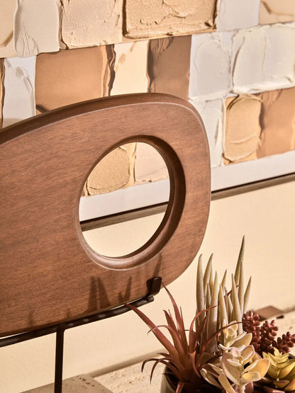 Westo Natural Wood Horizontal Sculpture with Travertine Base