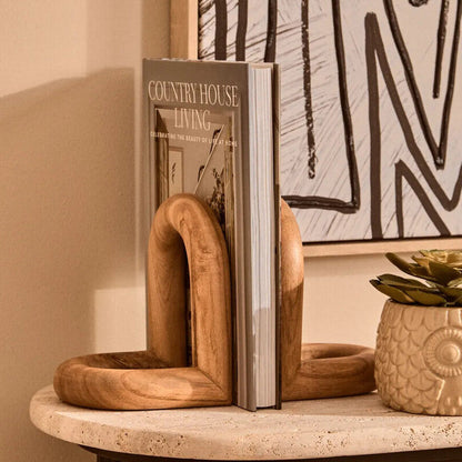 Arlo Natural Oak Wood Bookends, Set of 2