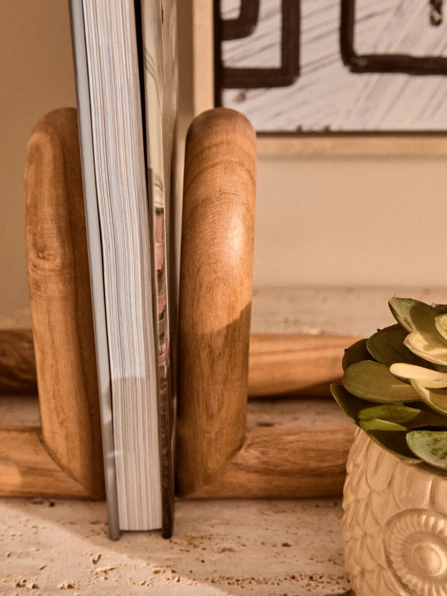 Arlo Natural Oak Wood Bookends, Set of 2