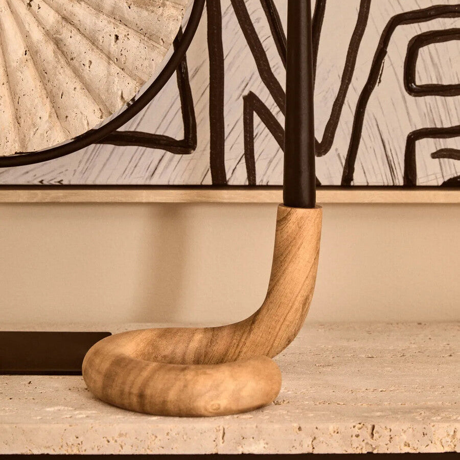 Arlo Natural Wood Curved Candle Holder