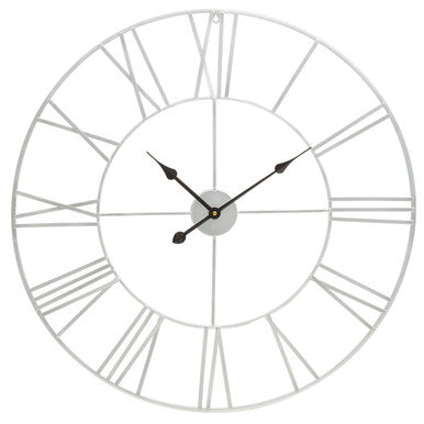Genova Silver Metal Roman Numeral Wall Clock
