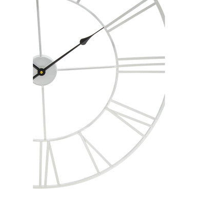 Genova Silver Metal Roman Numeral Wall Clock