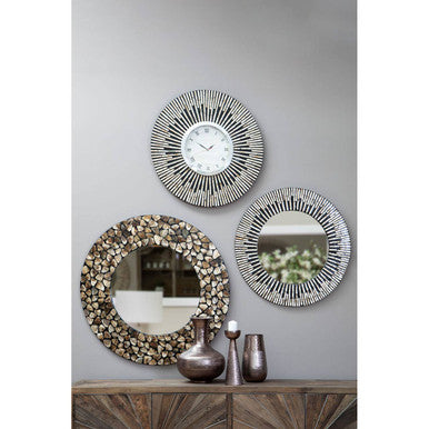 Palu Black and Natural Shell Wall Clock