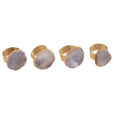 Bowerbird Agata Grey And Gold Napkin Rings