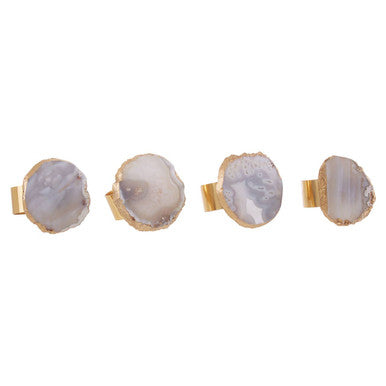 Bowerbird Agata Grey And Gold Napkin Rings