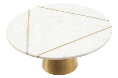 Omari White Marble and Gold Cake Stand