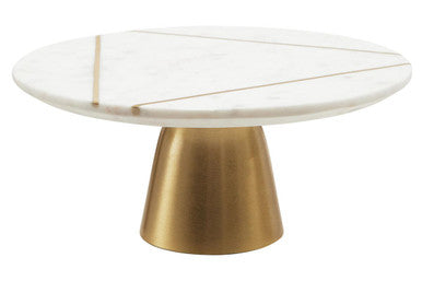 Omari White Marble and Gold Cake Stand