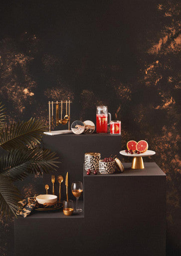 Omari White Marble and Gold Cake Stand