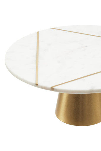 Omari White Marble and Gold Cake Stand