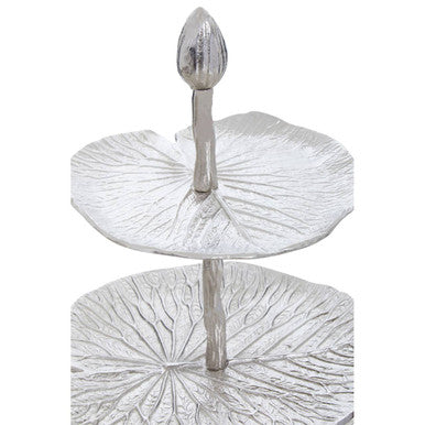 Salma 3-Tier Lotus Leaf Silver Cake Stand