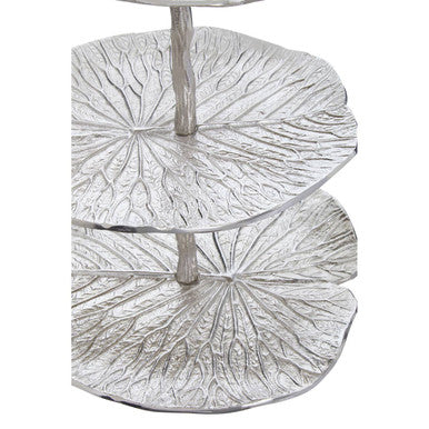 Salma 3-Tier Lotus Leaf Silver Cake Stand