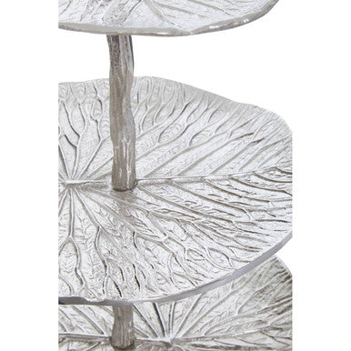 Salma 3-Tier Lotus Leaf Silver Cake Stand