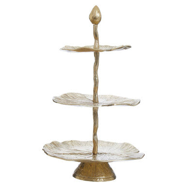 Salma 3-Tier Lotus Leaf Gold Cake Stand