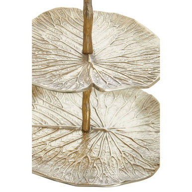 Salma 3-Tier Lotus Leaf Gold Cake Stand
