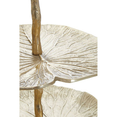 Salma 3-Tier Lotus Leaf Gold Cake Stand