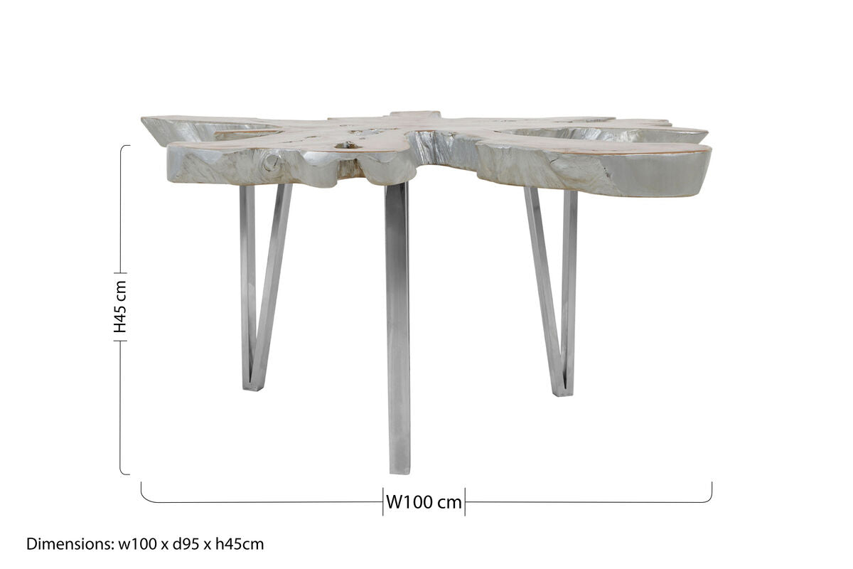 Surak teak wood star top coffee table, additional view