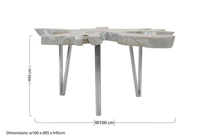 Surak teak wood star top coffee table, additional view