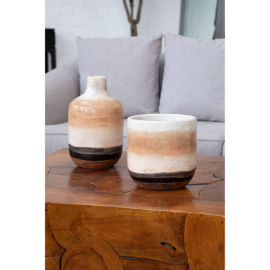 Surak teak wood square cuboid coffee table, close up view 3