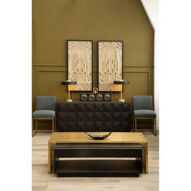 Diamond oak veneer coffee table, styled living room 1