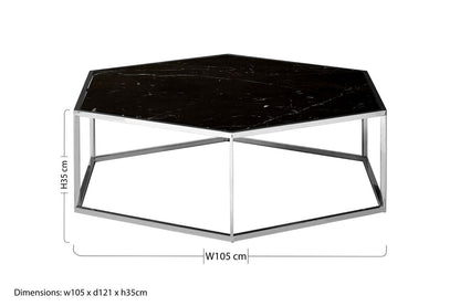 Piermount black marble hexagon coffee table, additional view