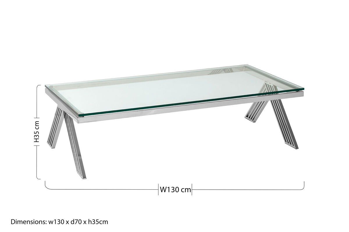Piermount clear glass silver legs coffee table, additional view