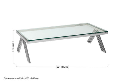 Piermount clear glass silver legs coffee table, additional view