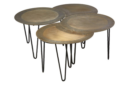 Rany antique brass finish set of 4 coffee tables, product view