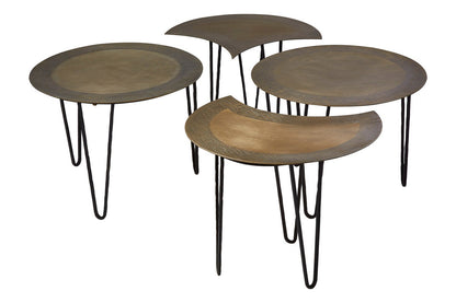 Rany antique brass finish set of 4 coffee tables, tabletop detail