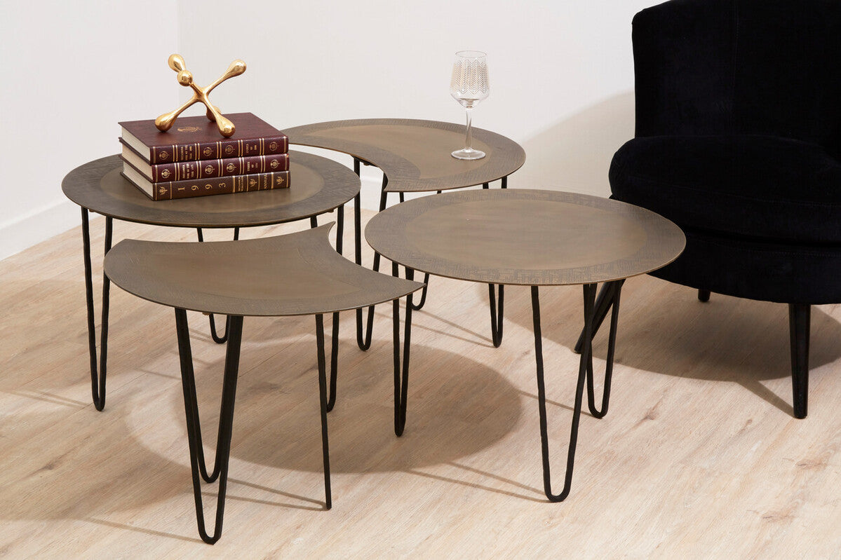 Rany antique brass finish set of 4 coffee tables, styled living room 4
