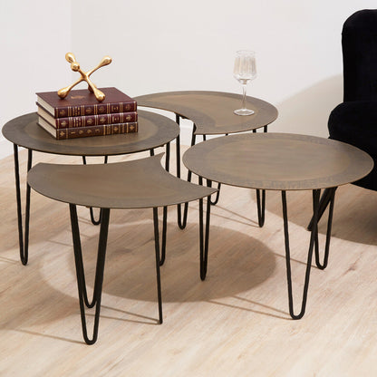 Rany antique brass finish set of 4 coffee tables, styled living room 1