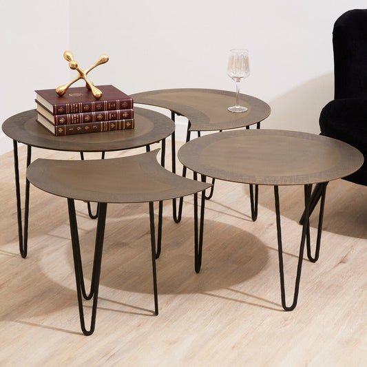 Rany antique brass finish set of 4 coffee tables, styled living room 1