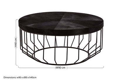 Kensington Townhouse black hair on hide round coffee table, additional view
