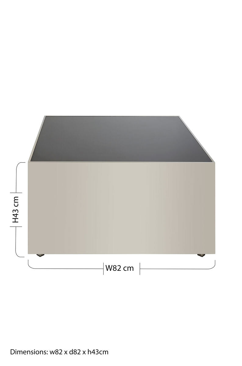 Carlox black glass chrome square coffee table, additional view
