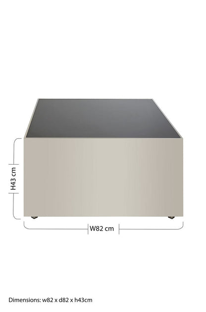 Carlox black glass chrome square coffee table, additional view