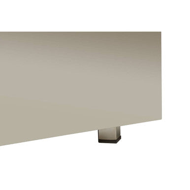 Carlox black glass chrome square coffee table, close up view 2