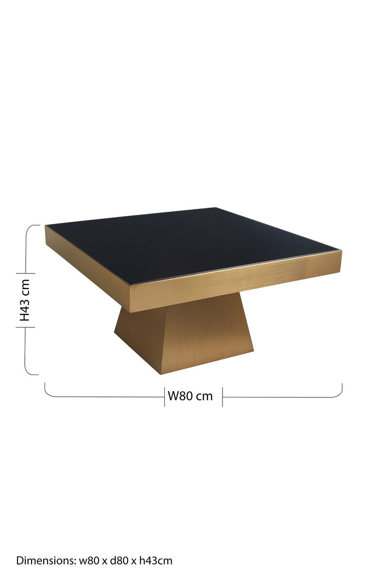 Carlox black glass gold finish square coffee table, additional view