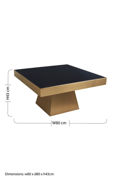 Carlox black glass gold finish square coffee table, additional view