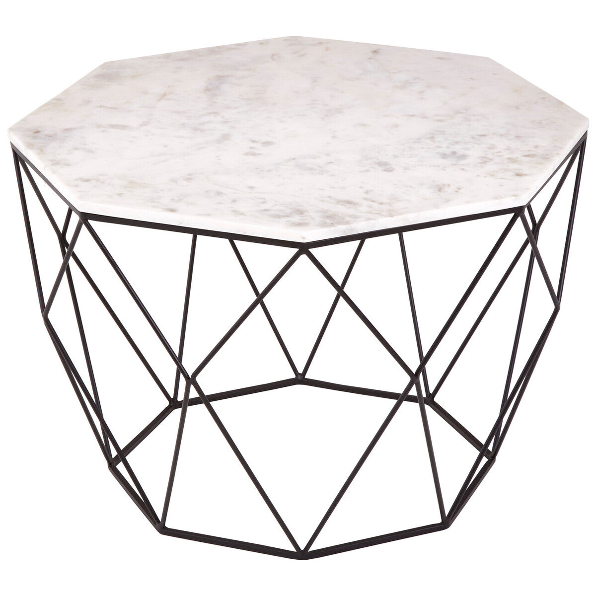 Shalimar white marble octagonal coffee table, tabletop detail