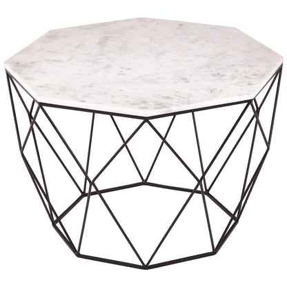 Shalimar white marble octagonal coffee table, tabletop detail