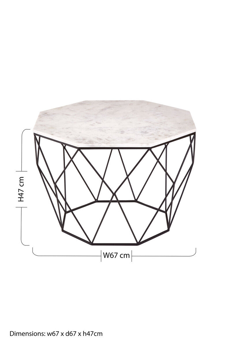 Shalimar white marble octagonal coffee table, additional view