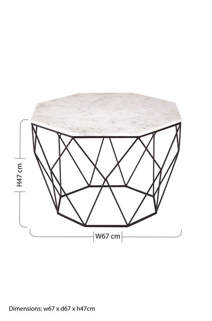 Shalimar white marble octagonal coffee table, additional view