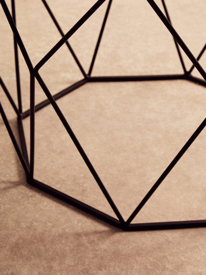 Shalimar white marble octagonal coffee table, close up view 1