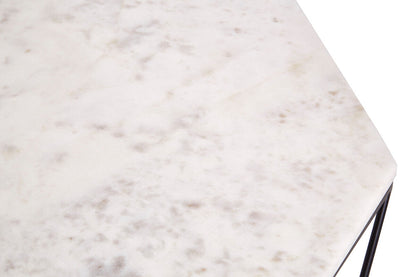 Shalimar white marble octagonal coffee table, styled living room 3